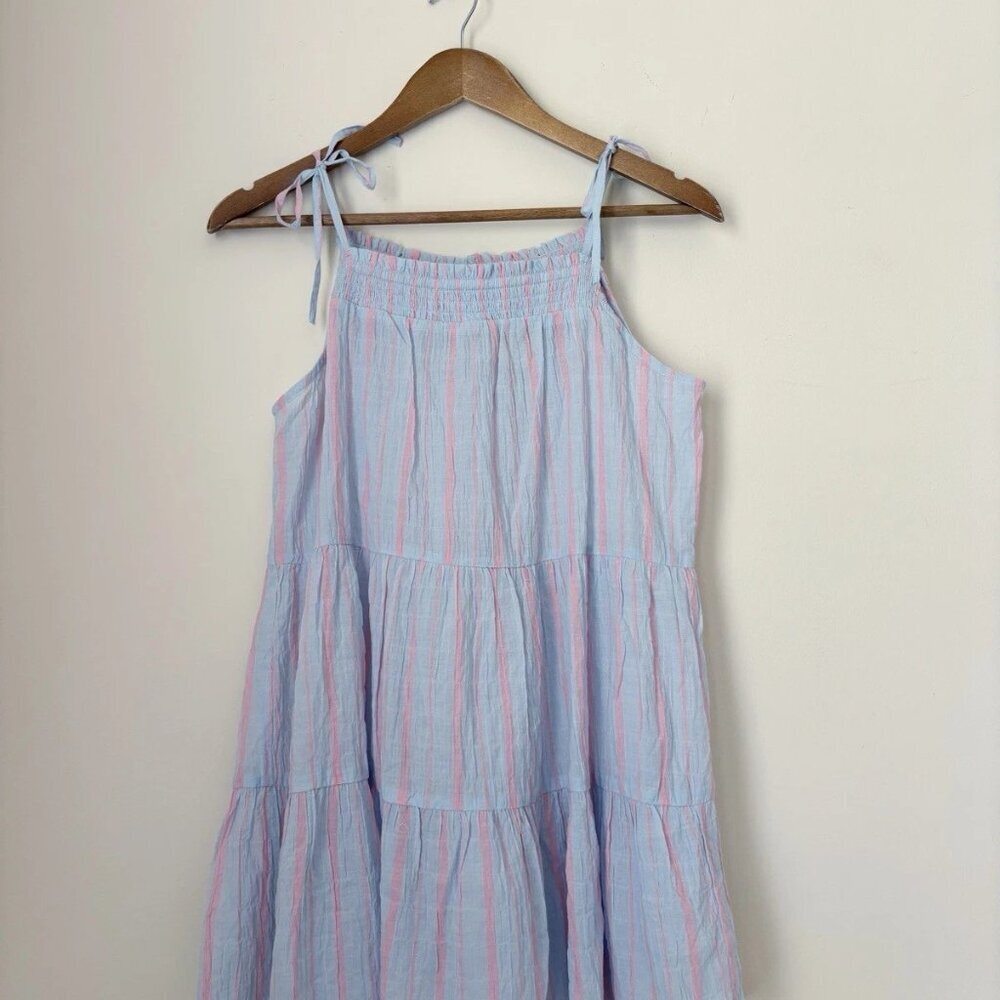 Maeve Gauzy Coastal Stripe Tiered Babydoll Tunic Tank Top XS Anthropologie